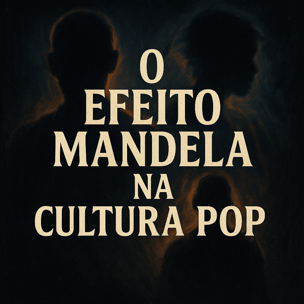 Silhuetas humanas distorcidas sobre fundo escuro representando o Efeito Mandela na Cultura Pop