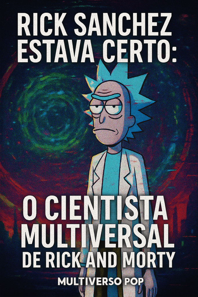 “Imagem quadrada glitch art de Rick Sanchez, personagem de Rick and Morty, com visual multiverso.”
