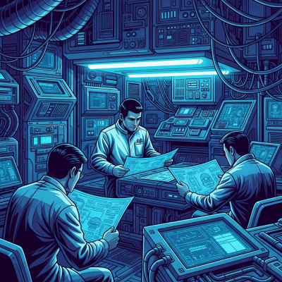 “Arte quadrada com estética sci-fi, abordando engenharia reversa e projetos secretos.” Engenharia Reversa: Lenda Urbana ou Programa Militar Secreto?